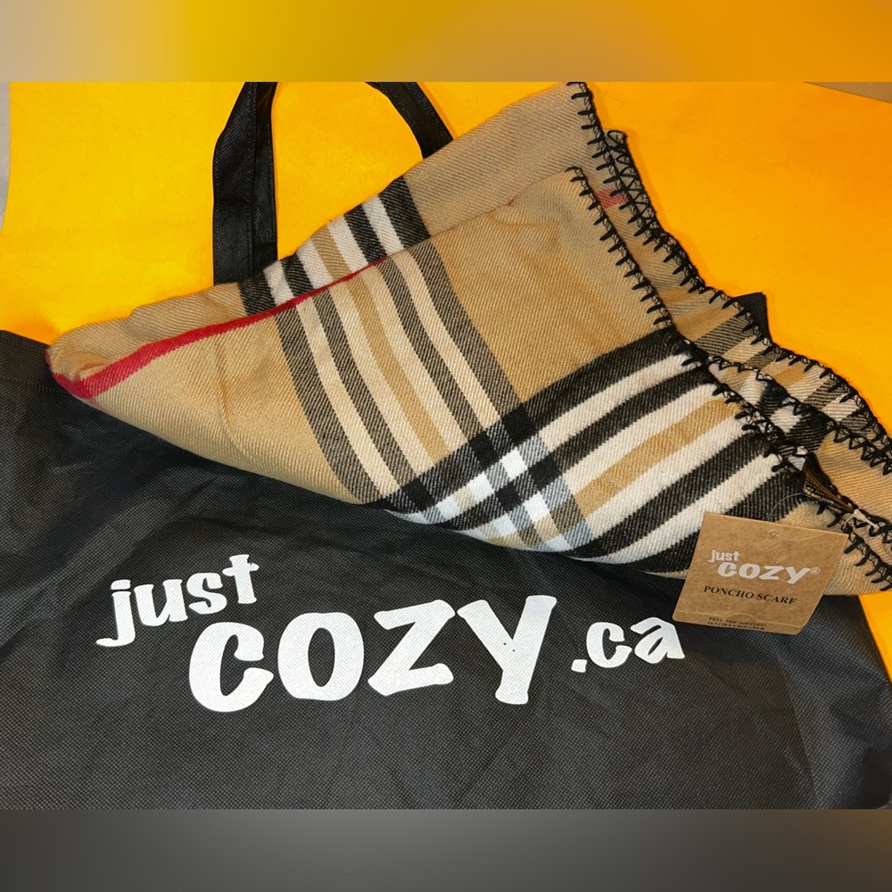 JustCozy.ca Plaid Poncho Scarf